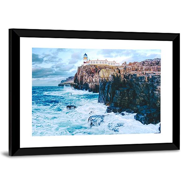 Old Lighthouse On Neist Point Canvas Wall Art-3 Horizontal-Gallery Wrap-25" x 16"-Tiaracle