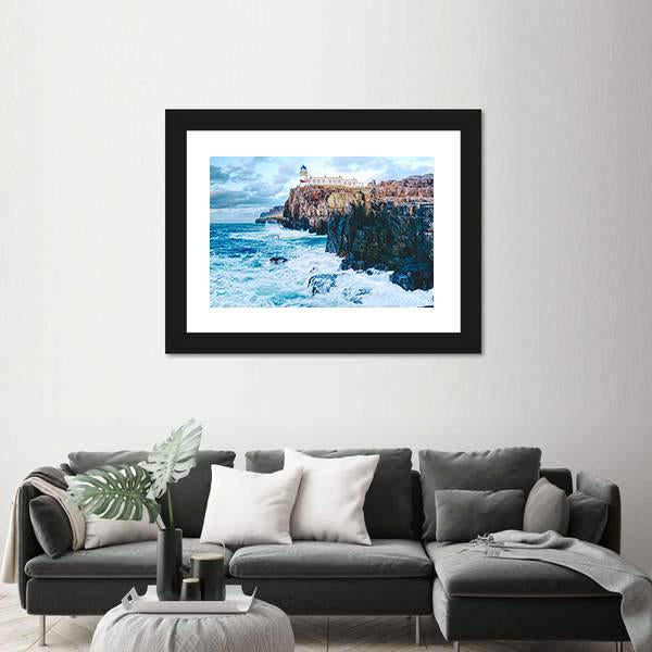 Old Lighthouse On Neist Point Canvas Wall Art-3 Horizontal-Gallery Wrap-25" x 16"-Tiaracle