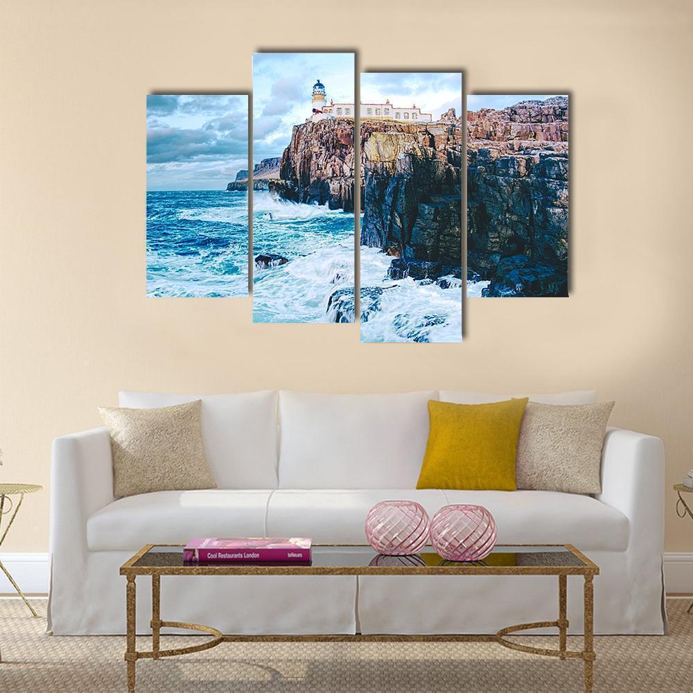 Old Lighthouse On Neist Point Canvas Wall Art-4 Pop-Gallery Wrap-50" x 32"-Tiaracle