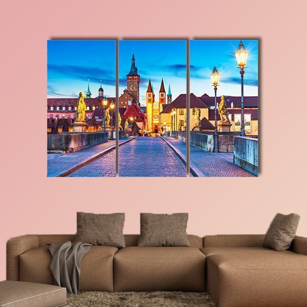 Old Town Of Wurzburg Canvas Wall Art-3 Horizontal-Gallery Wrap-25" x 16"-Tiaracle