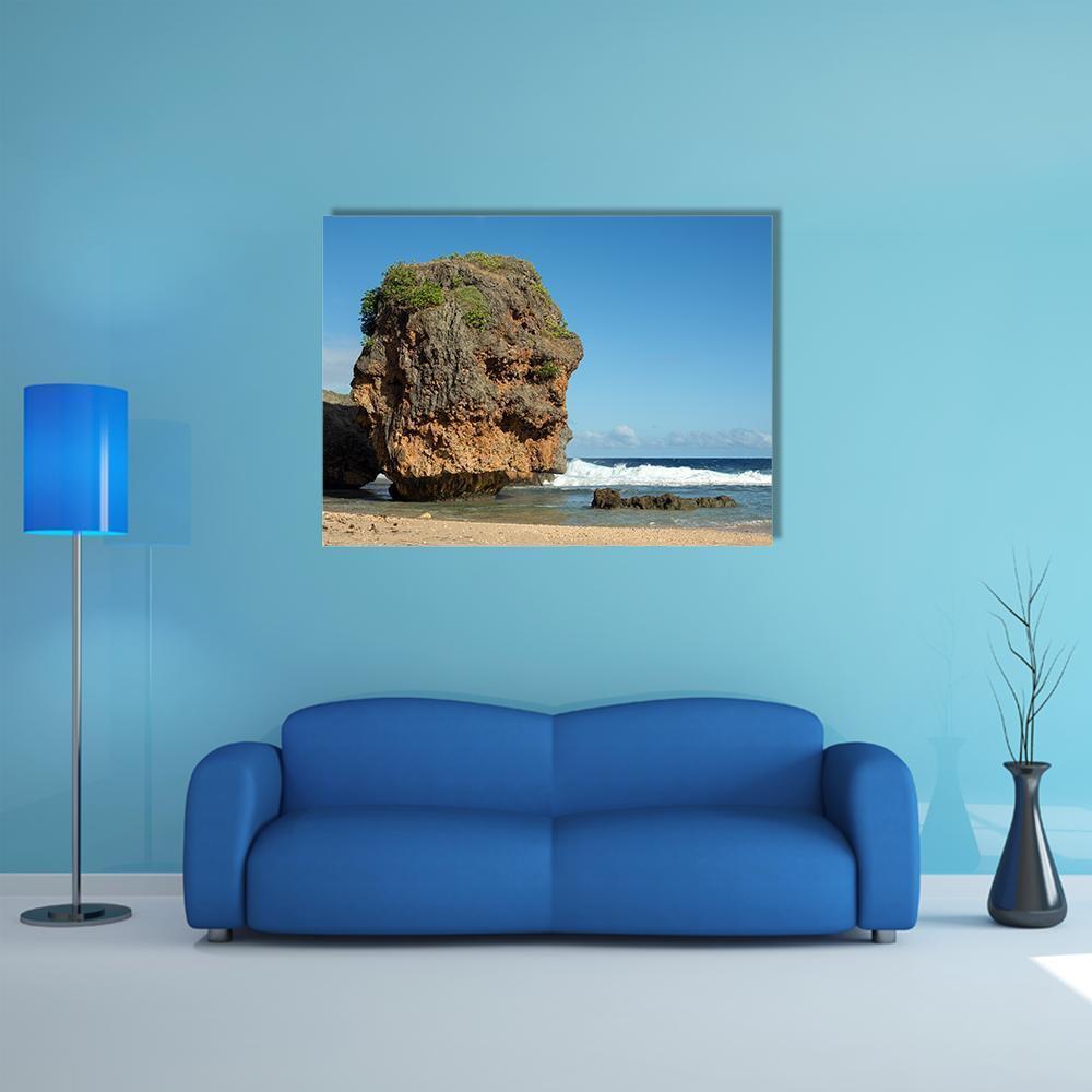 Sea In Saipan Island Canvas Wall Art-1 Piece-Gallery Wrap-48" x 32"-Tiaracle