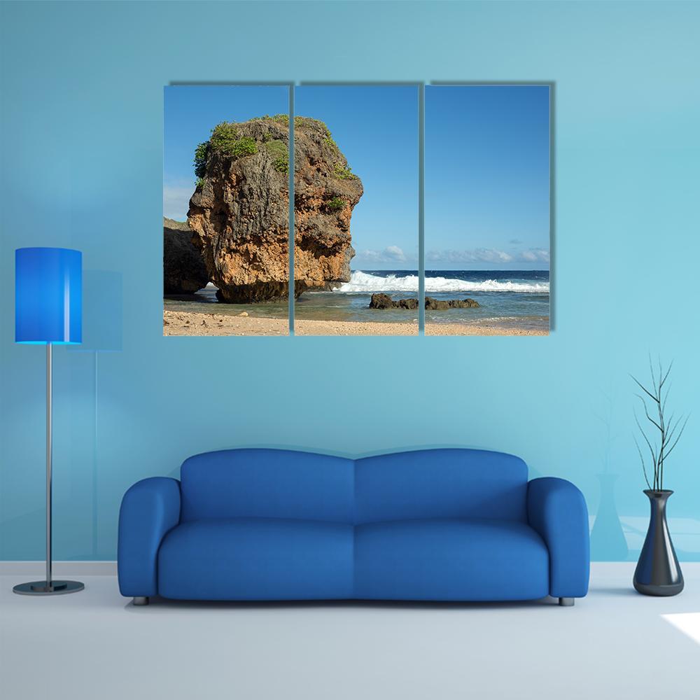 Sea In Saipan Island Canvas Wall Art-3 Horizontal-Gallery Wrap-37&quot; x 24&quot;-Tiaracle