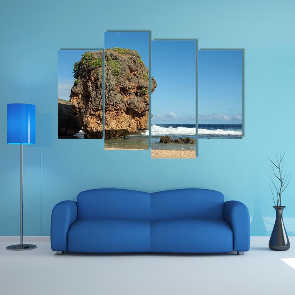 Sea In Saipan Island Canvas Wall Art-4 Pop-Gallery Wrap-50&quot; x 32&quot;-Tiaracle