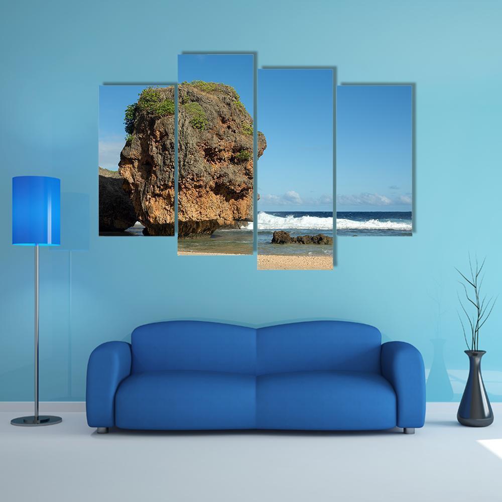 Sea In Saipan Island Canvas Wall Art-4 Pop-Gallery Wrap-50" x 32"-Tiaracle