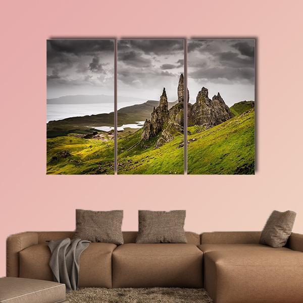 Storr Rock Scotland Canvas Wall Art-3 Horizontal-Gallery Wrap-37" x 24"-Tiaracle