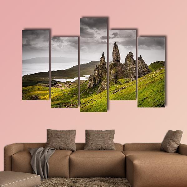Storr Rock Scotland Canvas Wall Art-5 Pop-Gallery Wrap-47" x 32"-Tiaracle