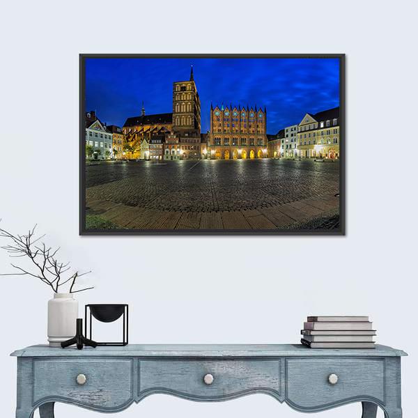 Old Market Square Germany Canvas Wall Art-1 Piece-Floating Frame-24" x 16"-Tiaracle