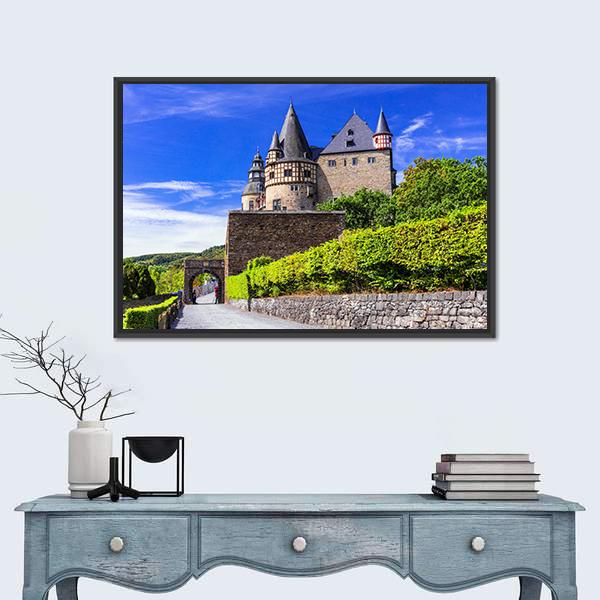 Old Medieval Castle Burresheim Canvas Wall Art-1 Piece-Floating Frame-24" x 16"-Tiaracle