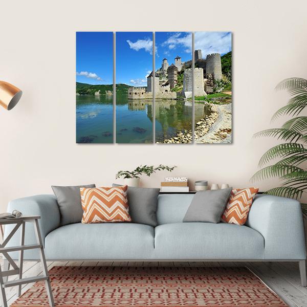 Golubac Village Serbia Canvas Wall Art-4 Horizontal-Gallery Wrap-34" x 24"-Tiaracle