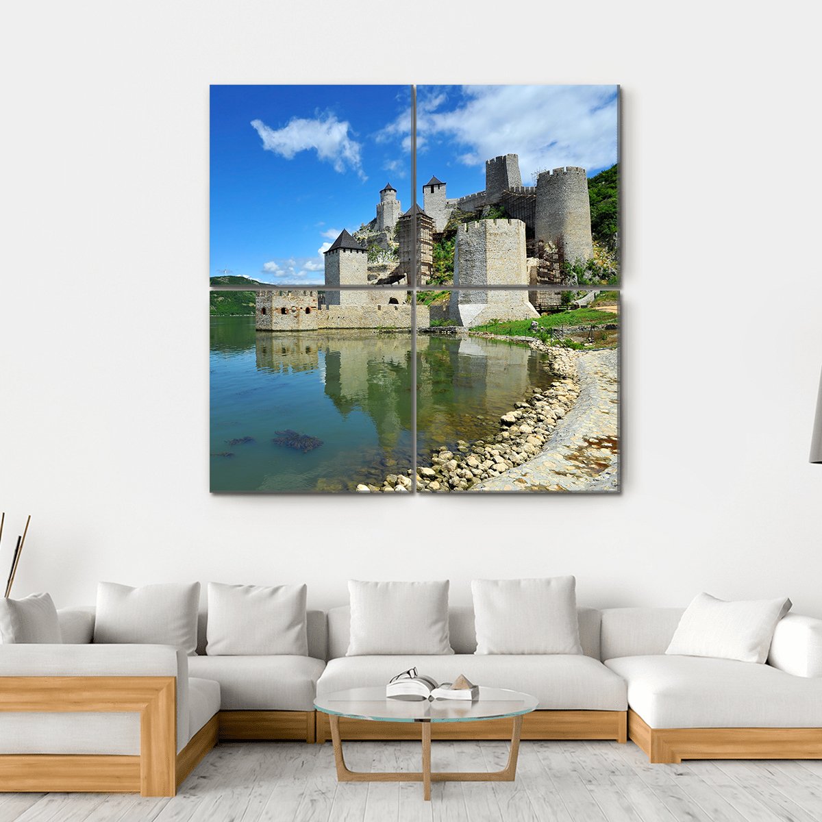 Golubac Village Serbia Canvas Wall Art-4 Square-Gallery Wrap-17" x 17"-Tiaracle