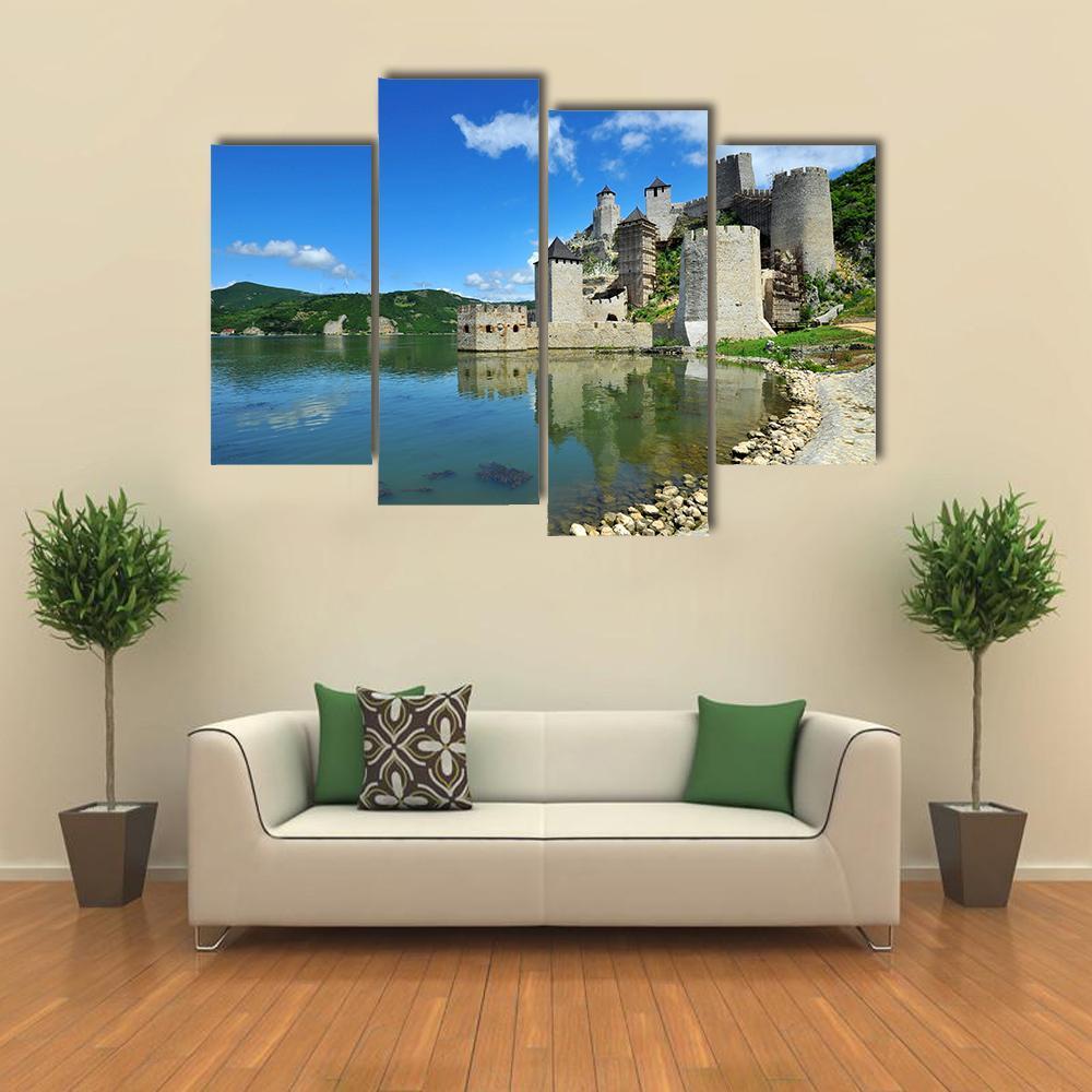 Golubac Village Serbia Canvas Wall Art-4 Pop-Gallery Wrap-50" x 32"-Tiaracle