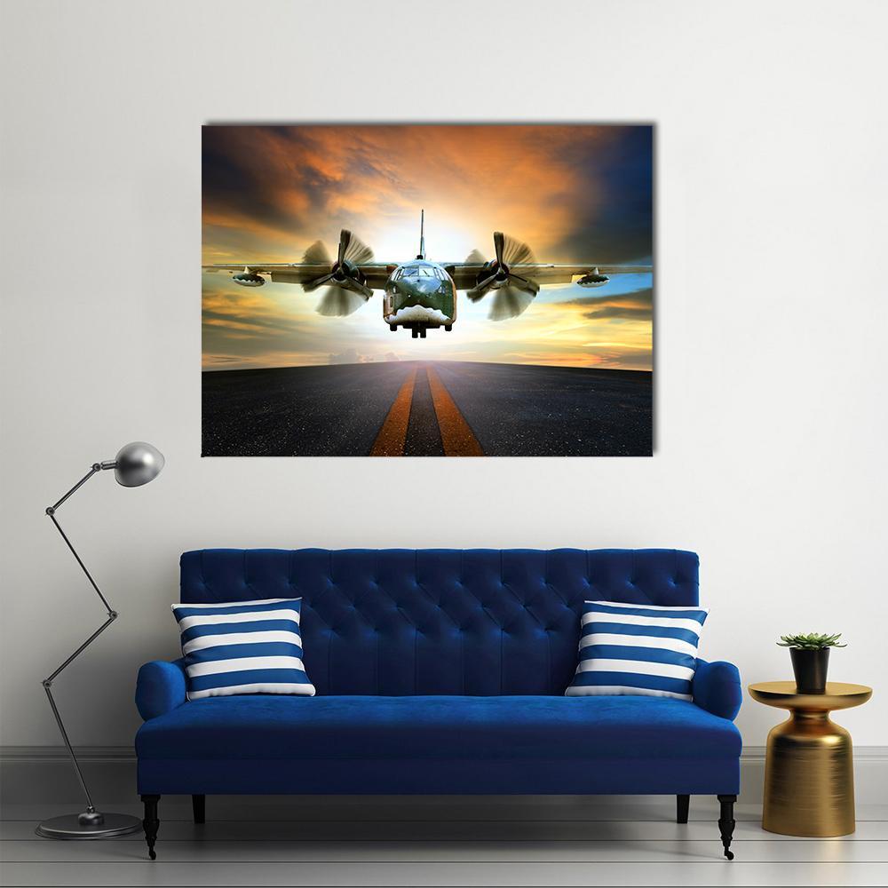 Old Military Container Plane Canvas Wall Art-1 Piece-Gallery Wrap-36" x 24"-Tiaracle