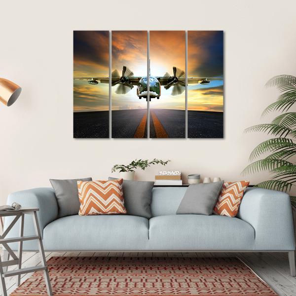 Old Military Container Plane Canvas Wall Art-4 Horizontal-Gallery Wrap-34" x 24"-Tiaracle