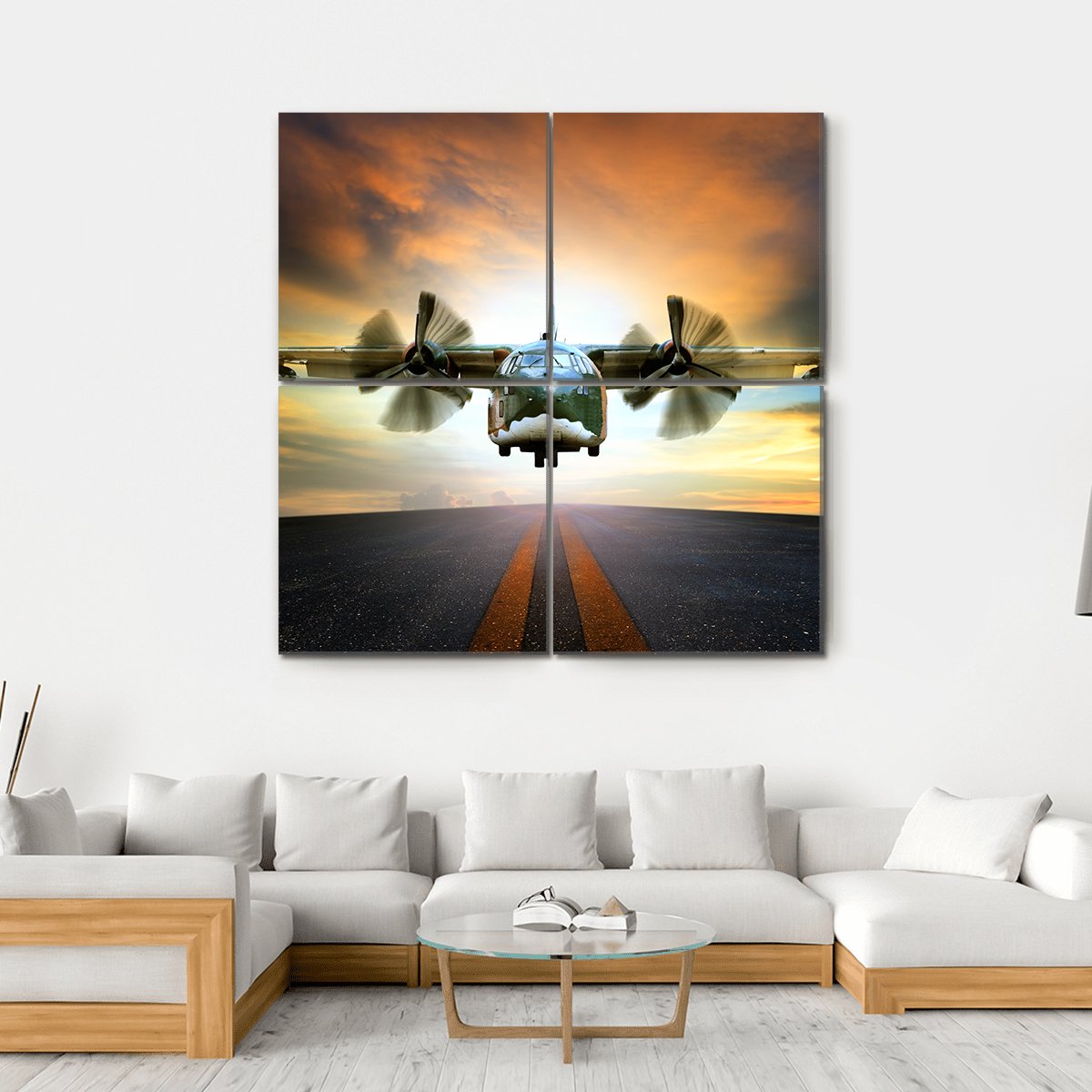 Old Military Container Plane Canvas Wall Art-4 Square-Gallery Wrap-17" x 17"-Tiaracle
