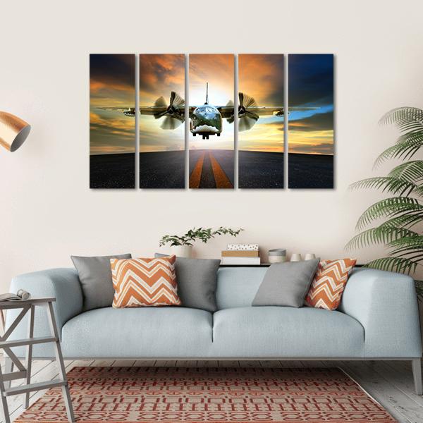 Old Military Container Plane Canvas Wall Art-5 Horizontal-Gallery Wrap-22" x 12"-Tiaracle