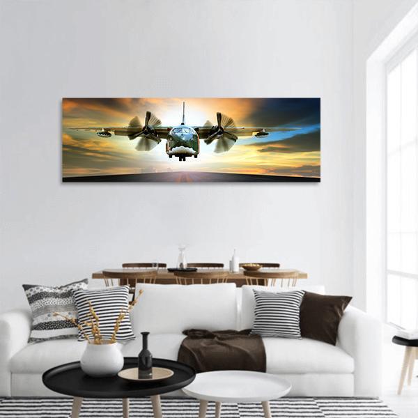 Old Military Container Plane Panoramic Canvas Wall Art-1 Piece-36" x 12"-Tiaracle