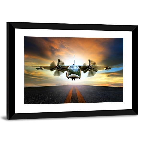 Old Military Container Plane Panoramic Canvas Wall Art-1 Piece-36" x 12"-Tiaracle