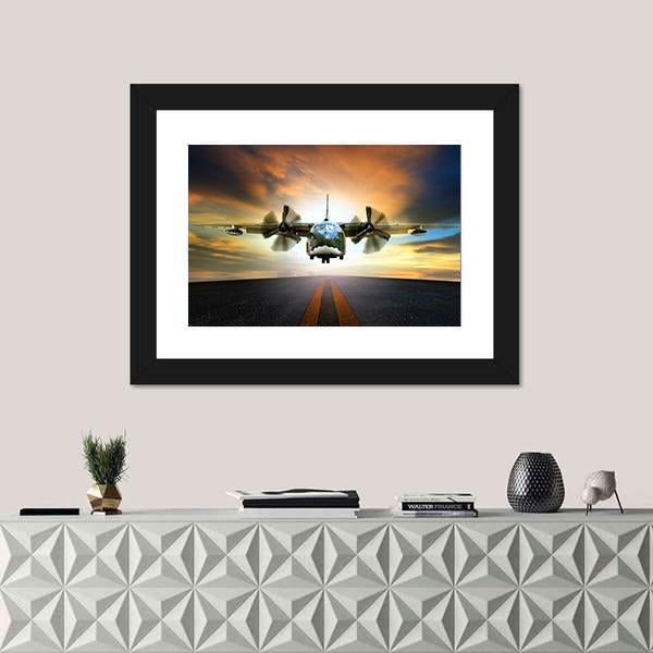 Old Military Container Plane Panoramic Canvas Wall Art-1 Piece-36" x 12"-Tiaracle