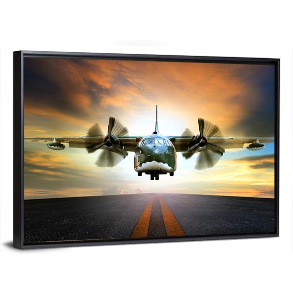 Old Military Container Plane Panoramic Canvas Wall Art-1 Piece-36" x 12"-Tiaracle