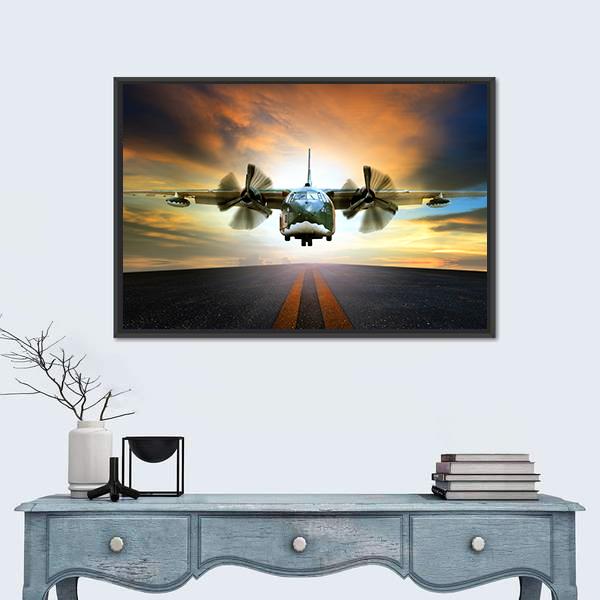 Old Military Container Plane Panoramic Canvas Wall Art-1 Piece-36" x 12"-Tiaracle