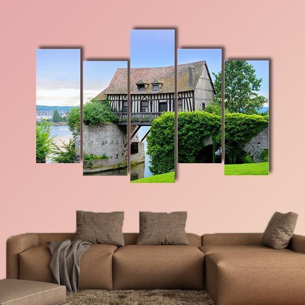 Mill House On Bridge Canvas Wall Art-5 Pop-Gallery Wrap-47" x 32"-Tiaracle