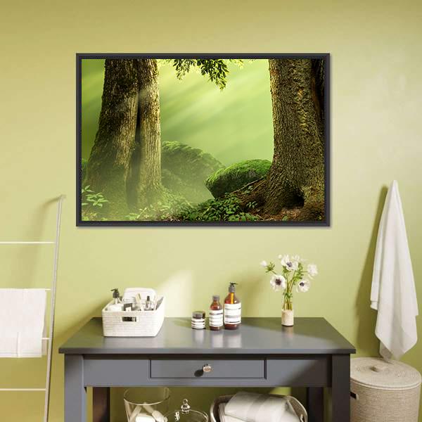 Old Mossy Trees Canvas Wall Art-1 Piece-Floating Frame-24&quot; x 16&quot;-Tiaracle