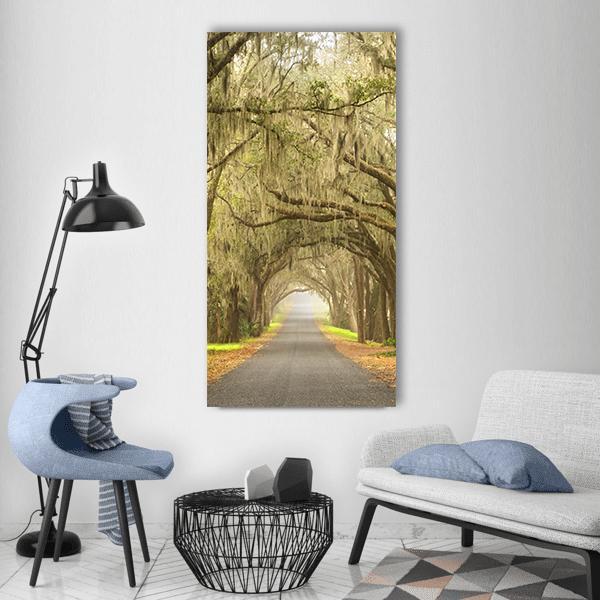Lines Of Oak Trees Vertical Canvas Wall Art-1 Vertical-Gallery Wrap-12" x 24"-Tiaracle