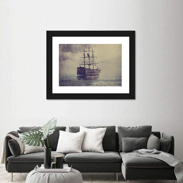 Old Pirate Ship Canvas Wall Art-3 Horizontal-Gallery Wrap-25" x 16"-Tiaracle