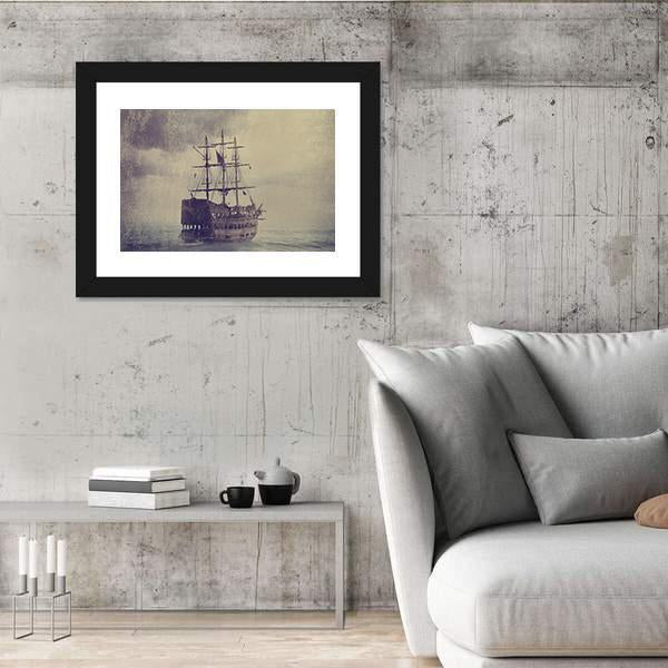 Old Pirate Ship Canvas Wall Art-3 Horizontal-Gallery Wrap-25" x 16"-Tiaracle