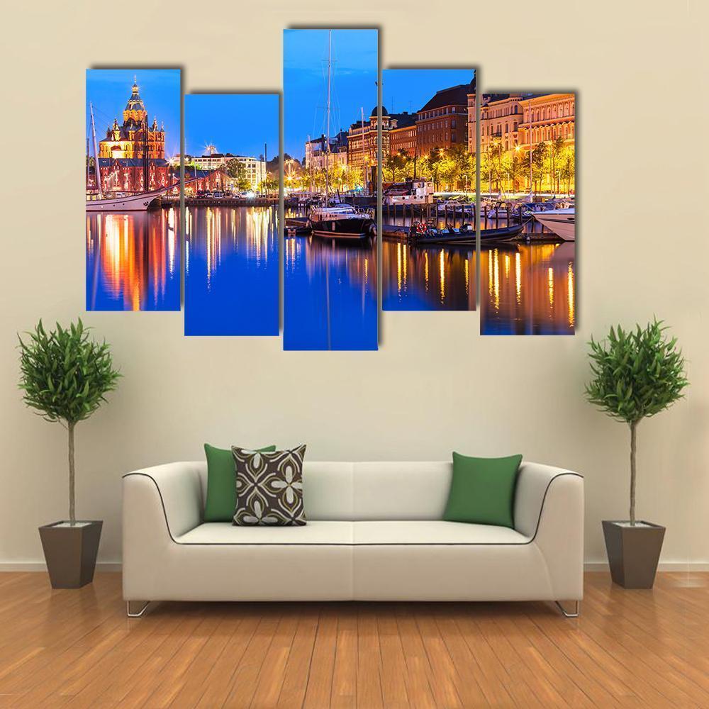 Old Port In Helsinki Canvas Wall Art-5 Pop-Gallery Wrap-47" x 32"-Tiaracle