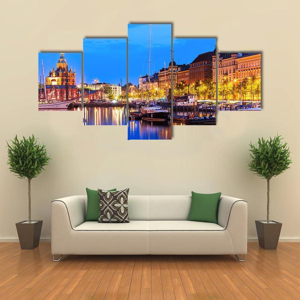 Old Port In Helsinki Canvas Wall Art-5 Star-Gallery Wrap-62" x 32"-Tiaracle
