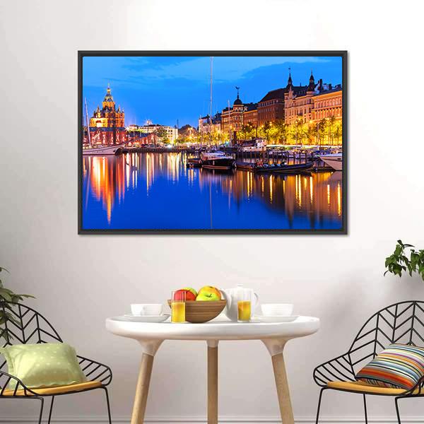 Old Port In Helsinki Canvas Wall Art-1 Piece-Floating Frame-24" x 16"-Tiaracle