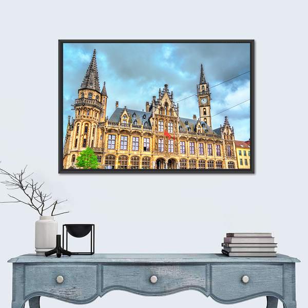 Old Post Office In Ghent Canvas Wall Art-1 Piece-Floating Frame-24" x 16"-Tiaracle