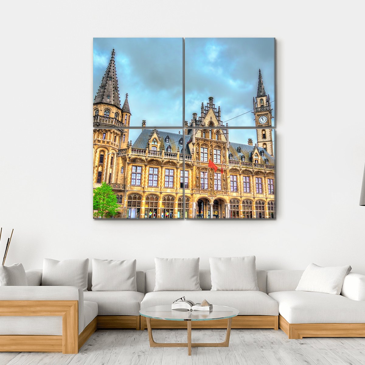 Old Post Office In Ghent Canvas Wall Art-4 Square-Gallery Wrap-17" x 17"-Tiaracle