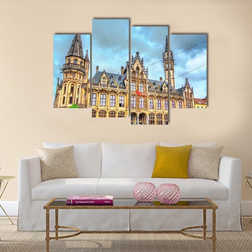 Old Post Office In Ghent Canvas Wall Art-4 Pop-Gallery Wrap-50" x 32"-Tiaracle