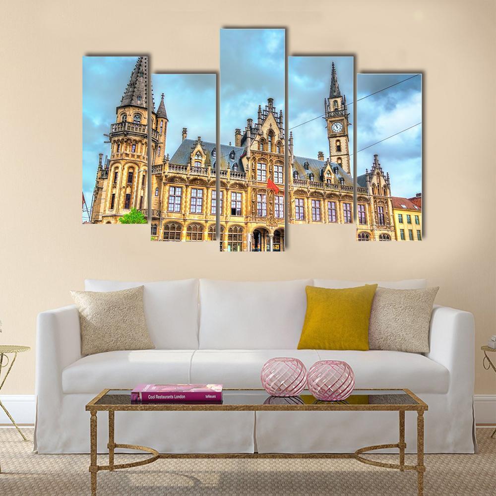 Old Post Office In Ghent Canvas Wall Art-5 Pop-Gallery Wrap-47" x 32"-Tiaracle
