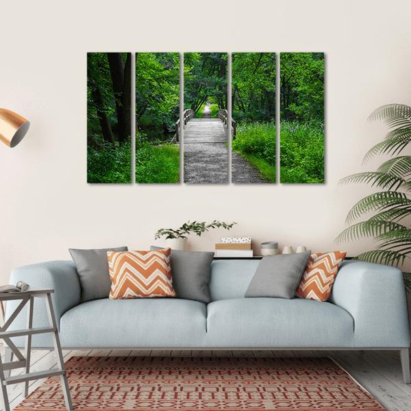 Old Charming Wooden Bridge Canvas Wall Art-5 Horizontal-Gallery Wrap-22" x 12"-Tiaracle