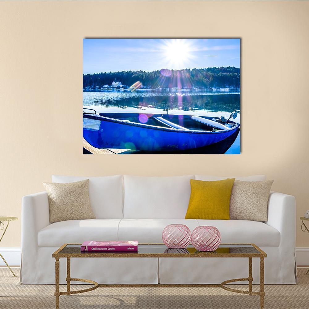 Rowboats At Walchensee Lake Canvas Wall Art-1 Piece-Gallery Wrap-48" x 32"-Tiaracle