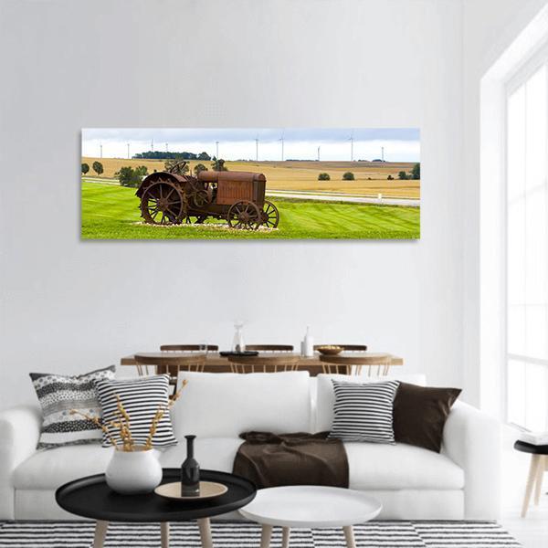 Old Rusty Tractor Panoramic Canvas Wall Art-1 Piece-36" x 12"-Tiaracle