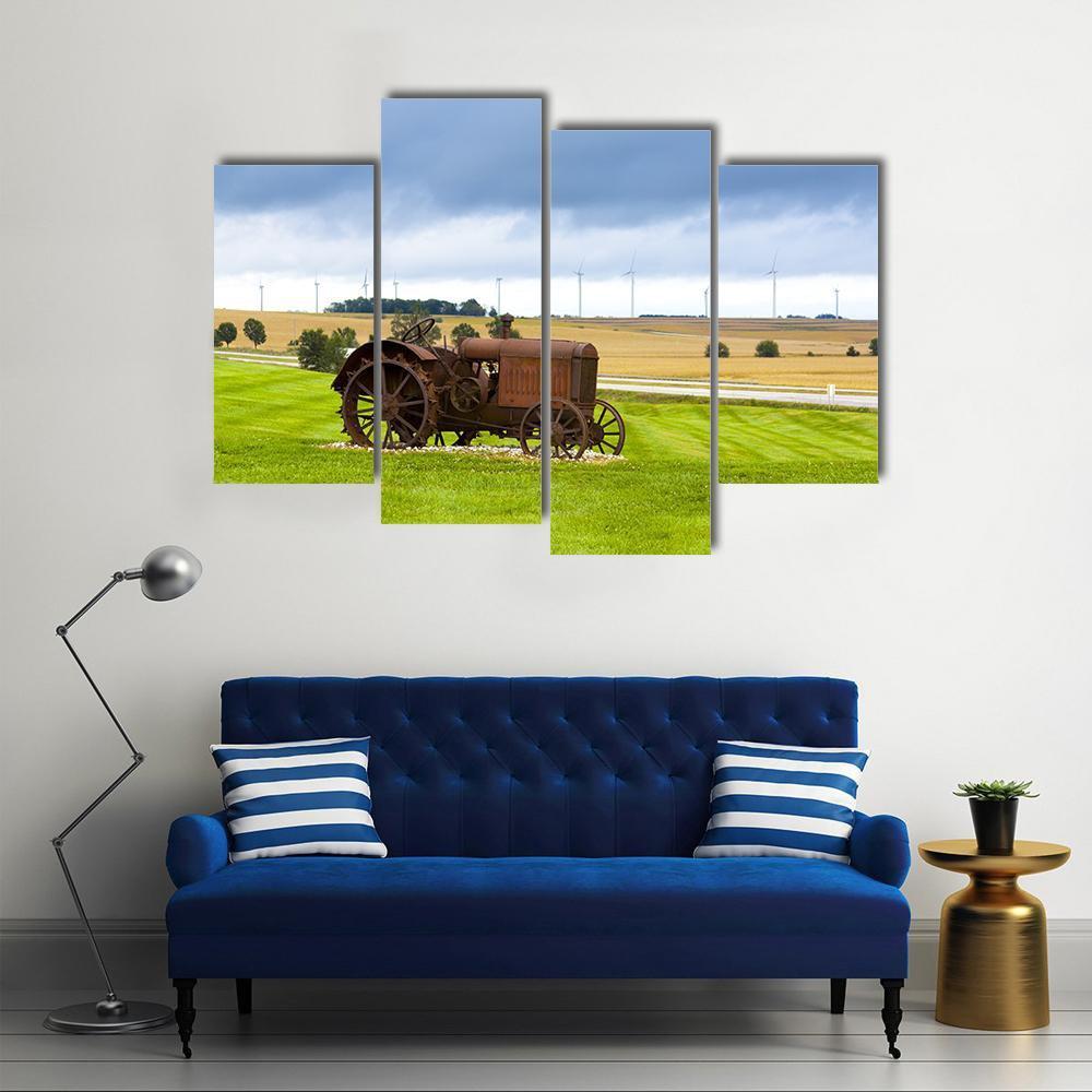 Old Rusty Tractor Canvas Wall Art-4 Pop-Gallery Wrap-50" x 32"-Tiaracle