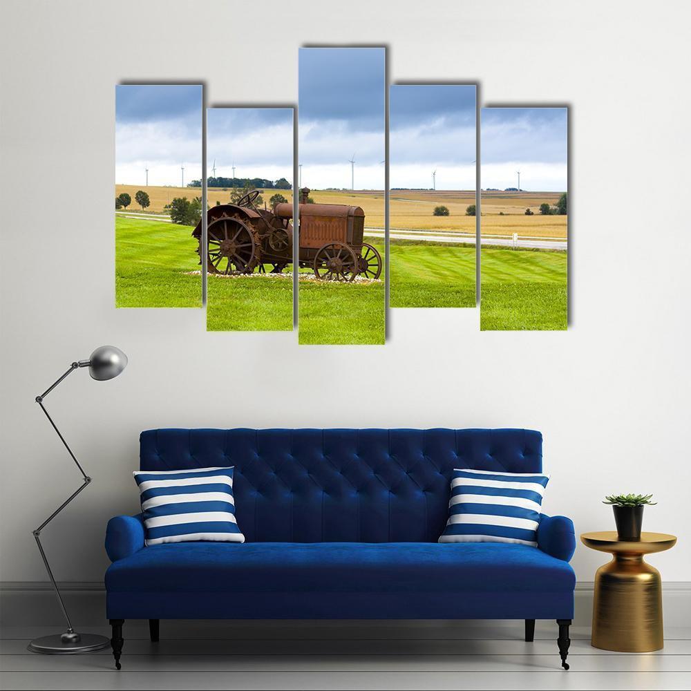 Old Rusty Tractor Canvas Wall Art-5 Pop-Gallery Wrap-47" x 32"-Tiaracle