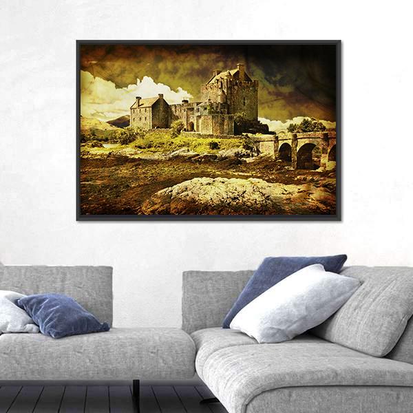 Old Scottish Castle Canvas Wall Art-3 Horizontal-Gallery Wrap-25" x 16"-Tiaracle