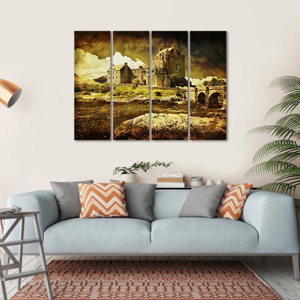 Old Scottish Castle Canvas Wall Art-4 Horizontal-Gallery Wrap-34" x 24"-Tiaracle