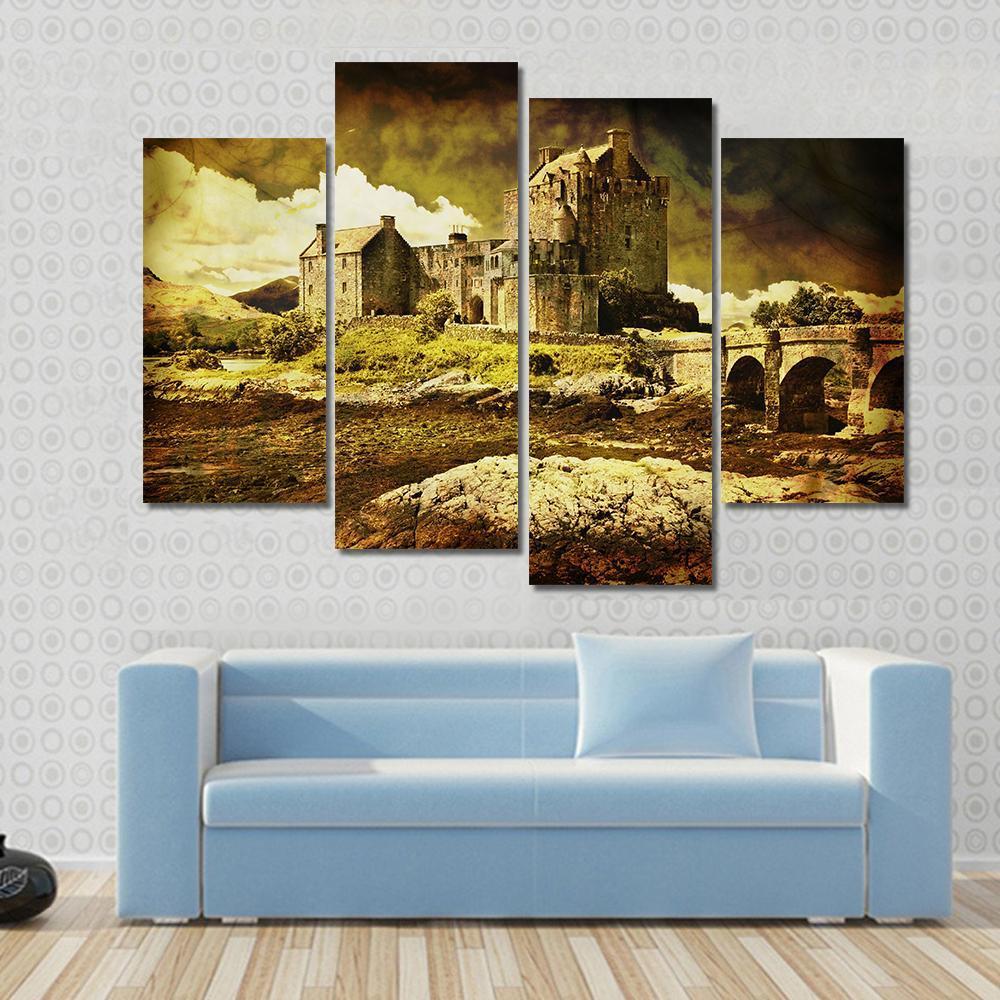 Old Scottish Castle Canvas Wall Art-4 Pop-Gallery Wrap-50" x 32"-Tiaracle