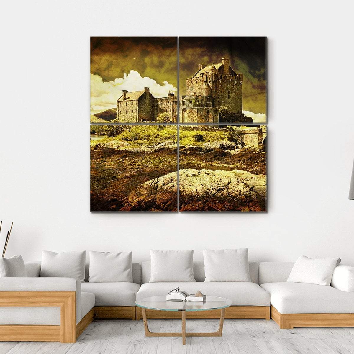 Old Scottish Castle Canvas Wall Art-4 Square-Gallery Wrap-17" x 17"-Tiaracle