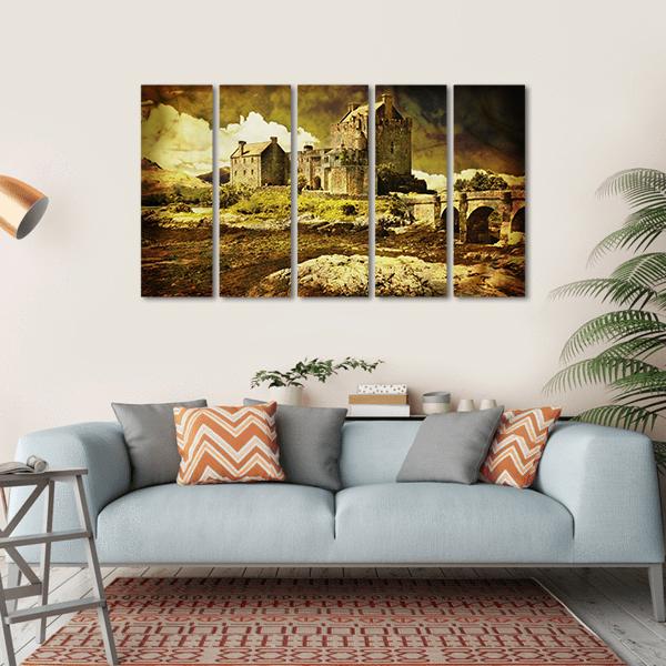 Old Scottish Castle Canvas Wall Art-5 Horizontal-Gallery Wrap-22" x 12"-Tiaracle