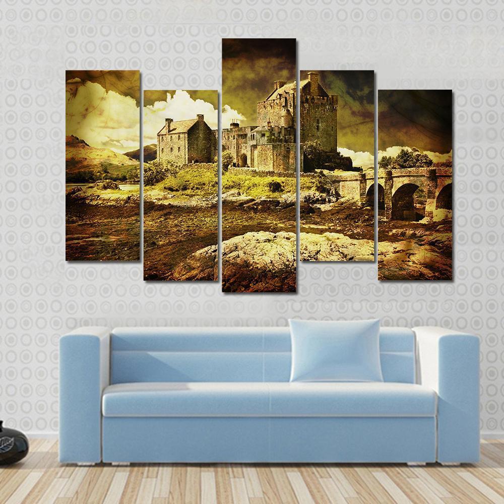 Old Scottish Castle Canvas Wall Art-5 Pop-Gallery Wrap-47" x 32"-Tiaracle