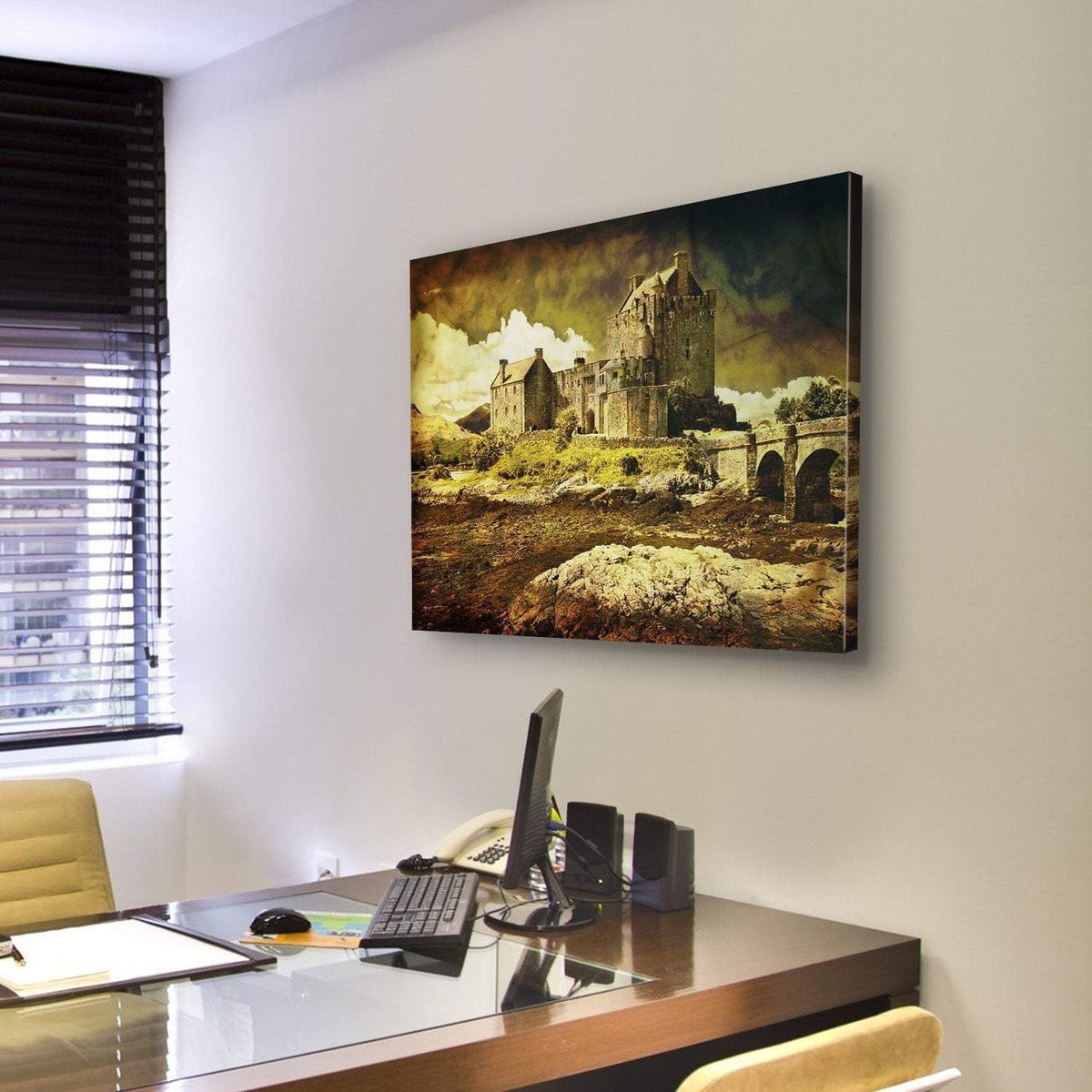Old Scottish Castle Canvas Wall Art-3 Horizontal-Gallery Wrap-25" x 16"-Tiaracle