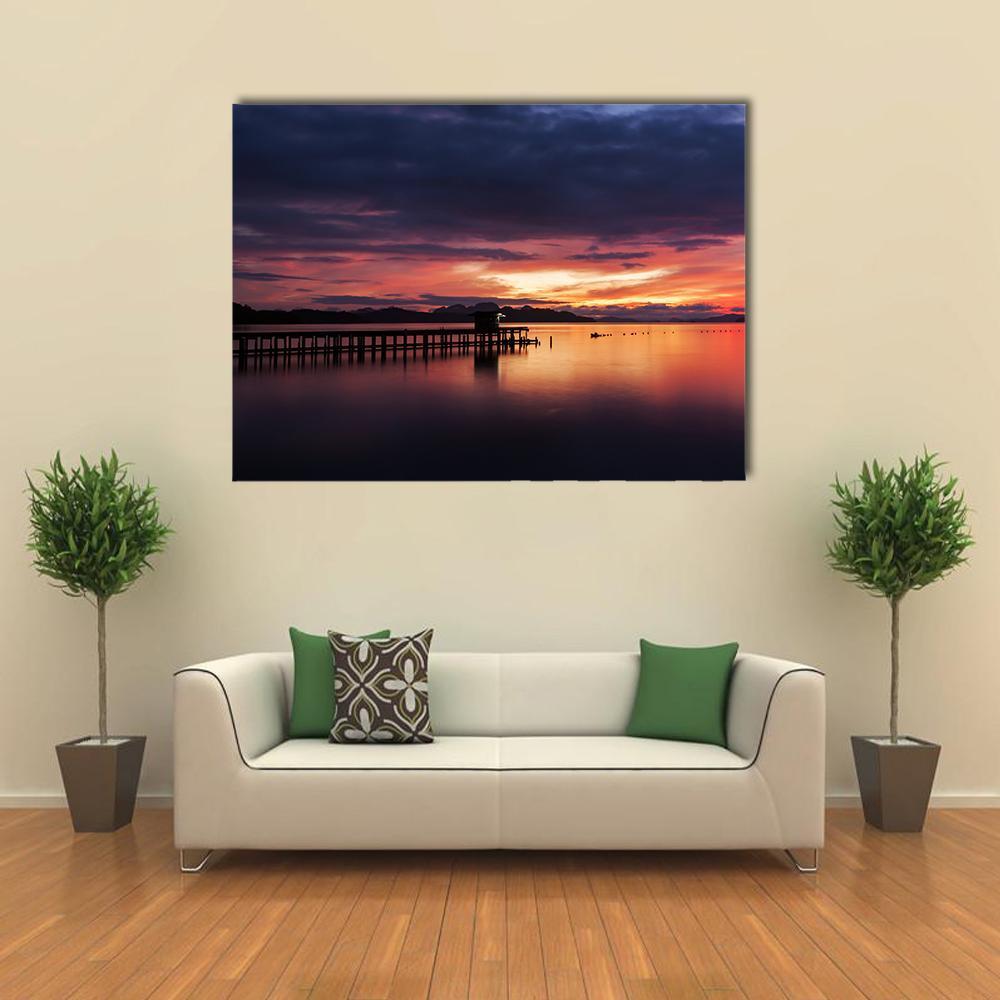 Small Jetty In To The Sea Canvas Wall Art-1 Piece-Gallery Wrap-48" x 32"-Tiaracle
