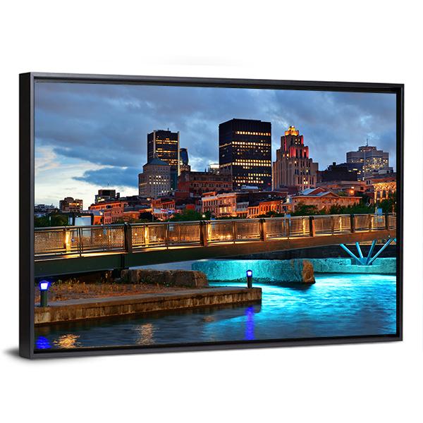 Old Street In Montreal Canvas Wall Art-3 Horizontal-Gallery Wrap-25" x 16"-Tiaracle